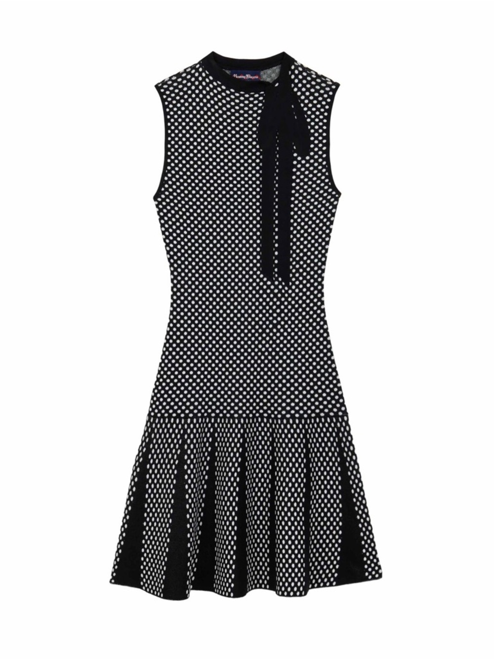 Rowing Blazers Bow Neck Drop Waist Dress Black Polka Dot